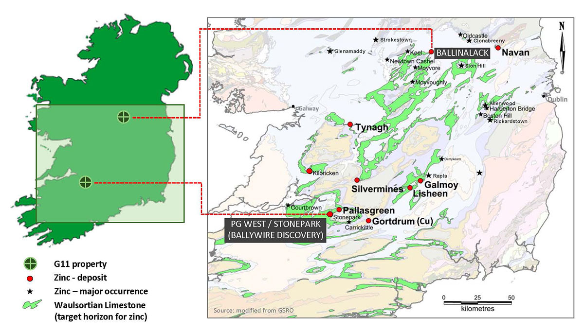 Location Map Showing the Company’s Projects in Ireland