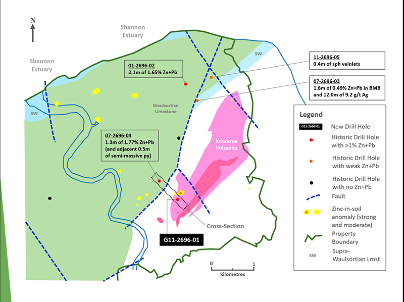 Exhibit 3. Compilation Map of the Corcamore Prospect (showing G11-2696-01), PG West, Ireland