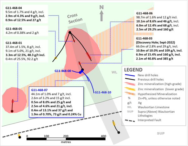 Exhibit 2. Detailed Plan Map of New Drilling at Ballywire Discovery, PG West Project, Ireland