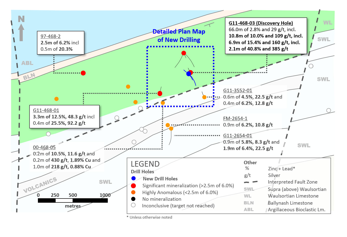 Exhibit 1. Plan Map of New Drilling at Ballywire Discovery, PG West Project (100% interest), Ireland