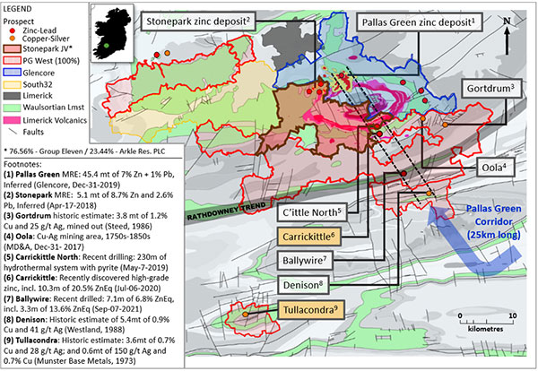 Exhibit 1. Location of Carrickittle Prospect at the PG West Project (100%-interest), Ireland