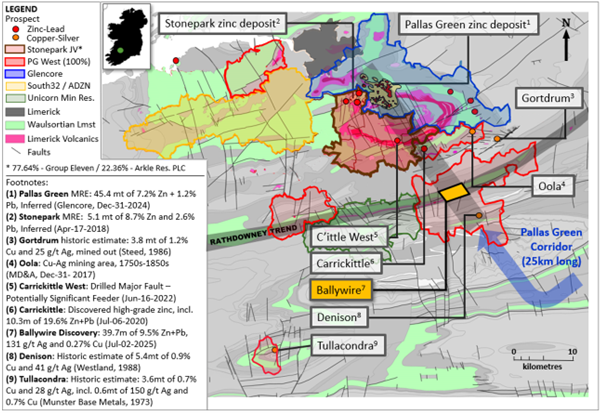 Regional Map of Ballywire Discovery and Surrounding Prospects